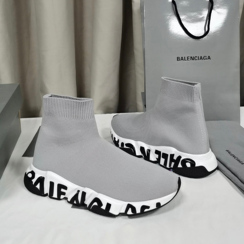 (Grey) Balnc Graffiti Trainers